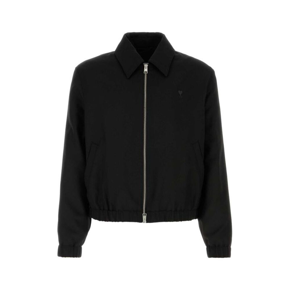 Ami Men Black Wool Bomber Jacket